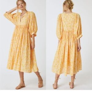 Sundry Anthropologie evereve ditsy blouson sleeve boho midi dress SIZE 2 = M